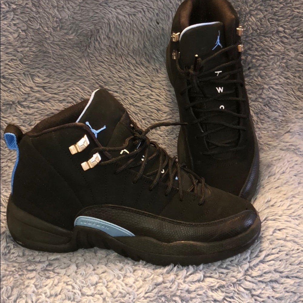 Black and Carolina blue air Jordan’s retro 12s